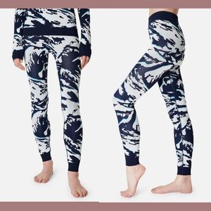 NWD Sweaty Betty [‎ Medium ] Peaks Ski Base Layer Leggings Blue Jacquard
